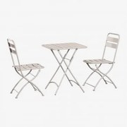 Conjunto De Mesa Quadrada 60x60 Cm Dobrável E 2 Cadeiras De Cozinha Dobráveis Em Aço Janti Tapioca Bege - Sklum