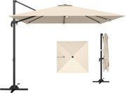 Outsunny Guarda-sol descentrado quadrado 3 x 3 m, guarda-sol de jardim exterior, rotação 360°, inclinável 5 posições, base cruzada, caqui | Aosom Portugal