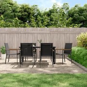vidaXL 7 pcs conjunto de jantar para jardim textilene e aço preto