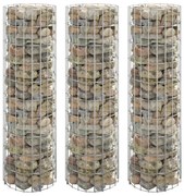 vidaXL Canteiro elevado/cesto gabião circular 3pcs Ø30x100cm aço galv.