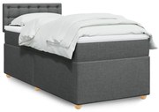 vidaXL Cama com molas/colchão 100x200 cm tecido cinza-escuro