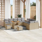 Conjunto de Sofá de Jardim de 13 Peças vidaXL com Almofadas Bege Ratta