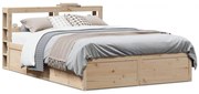vidaXL Estrutura de cama com cabeceira 160x200 cm pinho maciço