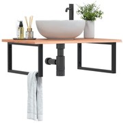 vidaXL Prateleira de parede p/ lavatório aço/madeira carvalho maciça