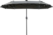 Outsunny Guarda Sol Duplo Guarda Sol de Pátio Inclinável com Painel Solar 35 Leds Estrutura de Aço Cinza 2,92x1 50x2,18 m | Aosom Portugal