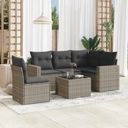 vidaXL 6 pcs conjunto sofás de jardim com almofadões vime cinzento