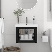 vidaXL Estrutura de parede p/ lavatório ferro 40x38x31 cm preto