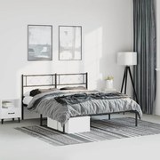 vidaXL Estrutura de cama em metal com cabeceira 150x200 cm preto
