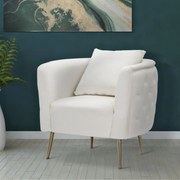 POLTRONA BUCAREST 76X74X73 CM CREME E DOURADO