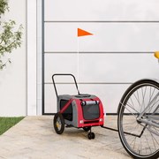 vidaXL Reboque bicicleta p/ animais tecido oxford/ferro vermelho/preto
