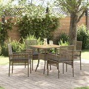 vidaXL Conjunto de Jantar de Jardim com 5 Peças e Almofadas de Rattan Sintético Cinza