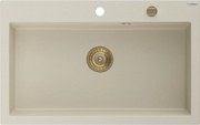 Mexen Elix lava-loiça de granito de 1 bacia 800 x 500 mm, bege, sifão dourado - 6527801005-69-G