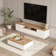 Conjunto de Mobiliário de Sala FR17 – Pinho Atlântico Branco – TV 180x