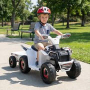 Moto 4 elétrico 6V para crianças 104 x 39 x 48 cm com reboque traseiro Branca