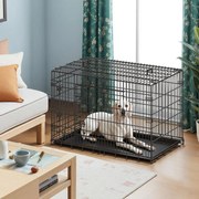 Gaiola para Cães 122 x 74,5 x 80,5 cm com 2 portas preto