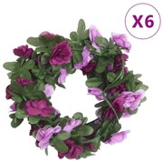 vidaXL Grinaldas de flores de Natal 6 pcs 250 cm roxo claro