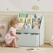 Estante infantil com vários compartimentos, com 3 níveis de prateleiras e uma gaveta, 62,5 L x 30 L x 70 A cm, verde