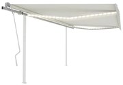 Toldo retrátil manual com luzes LED 4x3 m cor creme