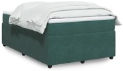 Cama boxspring com colchão 120x200 cm veludo verde-escuro