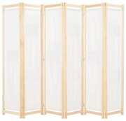 vidaXL Divisória de quarto com 6 painéis 240x170x4 cm tecido cor creme
