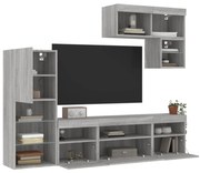 vidaXL 6 pcs móveis parede p/ TV c/ LEDs deriv. madeira cinza sonoma