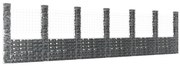 Cesto gabião em forma de U c/ 7 postes 740x20x200 cm ferro