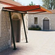 Toldo retrátil automático com postes 3,5x2,5 m laranja/castanho