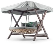 Baloiço de Jardim Duplo Dominic – Estrutura em Madeira de Pinho, Tecid