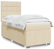 vidaXL Cama com molas/colchão 90x200 cm tecido cor crème