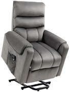 HOMCOM Poltrona Elevatória Massagem Elétrica com descanso para Os Pés Controle Remoto Revestimento Tecido Aspecto Veludo Cinza | Aosom Portugal