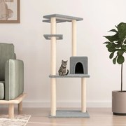 vidaXL Árvore p/ gatos c/ postes arranhadores sisal 123 cm cinza-claro