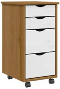 vidaXL Armário c/ rodas e gavetas MOSS pinho maciço castanho-mel