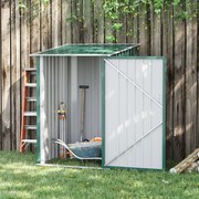 Abrigo de Jardim de Aço Galvanizado com Porta Fechadura e Teto Inclinado 0,92 m² 100x103x160cm Verde