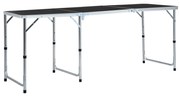 vidaXL Mesa de campismo dobrável 180x60 cm alumínio cinzento