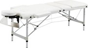 HOMCOM Marquesa de Massagem Dobrável e Portátil com Altura Ajustável e Apoio para a Cabeça até 225 kg 215x81x61-84 cm Branco | Aosom Portugal