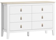 HOMCOM Cómoda de 6 Gavetas Cómoda para Dormitório com Puxadores de PU 120x40x78 cm Branco | Aosom Portugal