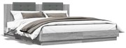 vidaXL Estrutura de cama c/ cabeceira/luzes LED 200x200cm cinza sonoma