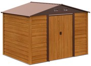 Outsunny Abrigo de Jardim 4,84m² 278x195x215 cm Abrigo de Jardim com 2 Portas de Correr e 4 Janelas de Ventilação Madeira e Marrom