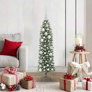 vidaXL Árvore Slim de Natal Artificial Verde e Branco 120 cm