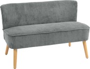 HOMCOM Sofá estofado 2 lugares, madeira, poliéster com aspecto aveludado, espuma, 117 x 56,5 x 77 cm, Cinza | Aosom Portugal