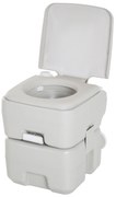 HOMCOM Sanita Portátil Sanita de 20L com Tampa para Campismo Viagem Barco Capacidade Máxima 147 kg 41,5x36,5x42 cm Cinza Claro