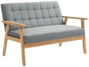 HOMCOM Sofá 2 Lugares Estofado em Linho com Apoio para os Braços de Madeira Encosto Acolchoado 114x75x76 cm Cinza Claro | Aosom Portugal