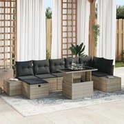 vidaXL Conjunto de Sofá de Jardim com 8 Peças e Almofadas Cinza Claro em Rattan Sintético.