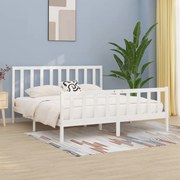 Estrutura de cama super king 180x200 cm madeira maciça branco