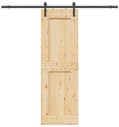 vidaXL Porta de correr com ferragens 70x210 cm madeira de pinho maciça