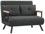 HOMCOM Sofá Cama Sofá Convertível em Cama de 2 Lugares Dobrável com Encosto Ajustável em 5 Níveis e 2 Almofadas 102x73x81 cm Cinza | Aosom Portugal