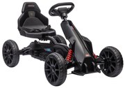HOMCOM Kart a Pedais para Crianças com Assento Ajustável em 4 Posições, Travão de Mão e Rodas de EVA 100x58x58,5 cm Preto | Aosom Portugal