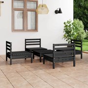 5 pcs conjunto lounge de jardim pinho maciço preto