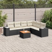 vidaXL 7 pcs conjunto de sofás p/ jardim c/ almofadões vime PE preto
