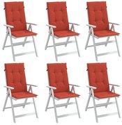 vidaXL Almofadões cadeiras altas 6 pcs mesclado tecido vermelho